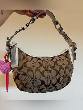 Coach Y2k Soho Hobo Mini Shoulder Bag Signature Canvas Leather Suede Braid Strap